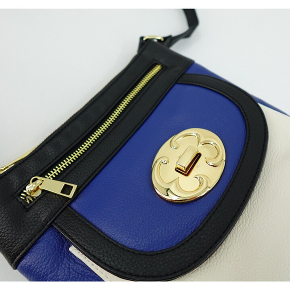 Emma Fox Leather Handbag Blue Color-Block Crossbody - Picture 6 of 16